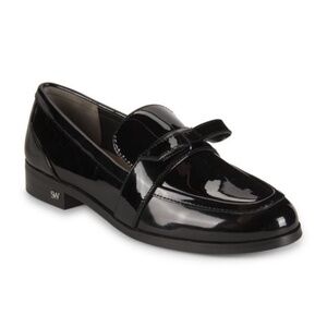 New Stuart Weitzman Emma Bow Loafer Black Patent Leather Sz 7